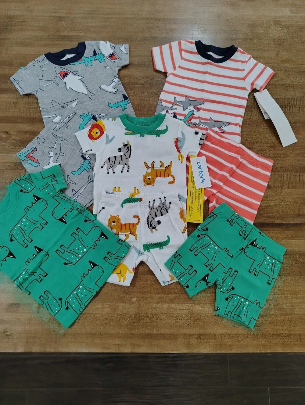 Carter's Multi- Pajama Sets Safari Green, Shark Gray, Safari White, Shark Coral